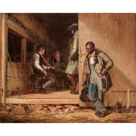 The Power of Music Black Modern Wood Framed Art Print by Mount, William Sidney
