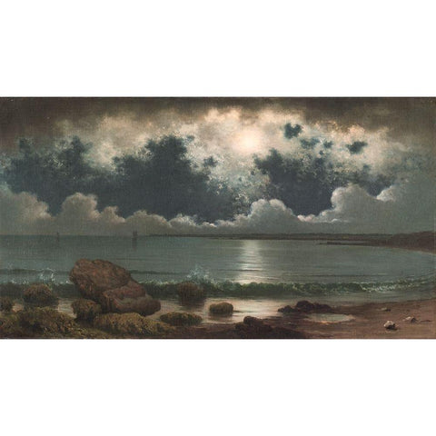 Point Judith Rhode Island Gold Ornate Wood Framed Art Print with Double Matting by Heade, Martin Johnson