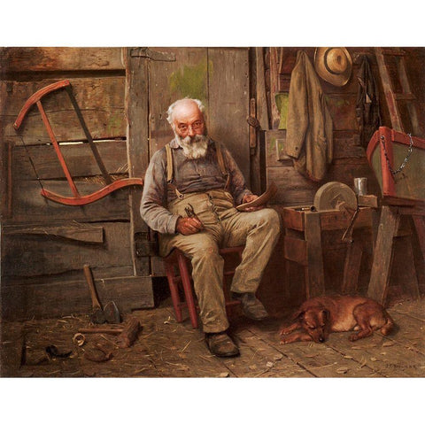 Boat Builder Black Modern Wood Framed Art Print with Double Matting by Brown, John Geogre