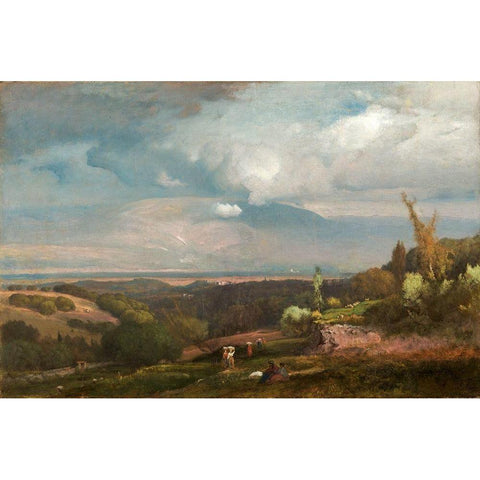 Approaching Storm from the Alban Hills Black Modern Wood Framed Art Print by Inness, George