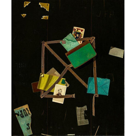 Card Rack with a Jack of Hearts Black Modern Wood Framed Art Print with Double Matting by Peto, John F.