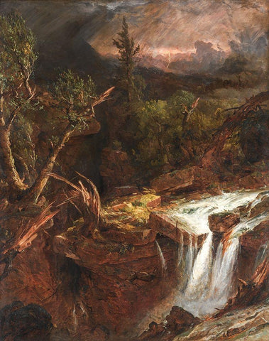 The Clove  A Storm Scene in the Catskill Mountains White Modern Wood Framed Art Print with Double Matting by Cropsey, Jasper F.