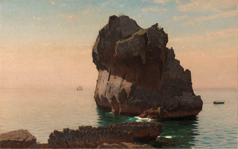 Capri White Modern Wood Framed Art Print with Double Matting by Haseltine, William Stanley