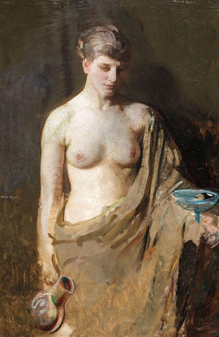 Hebe White Modern Wood Framed Art Print with Double Matting by Thayer, Abbott Handerson