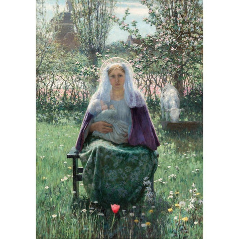 The Blessed Mother Black Modern Wood Framed Art Print by Hitchcock, George