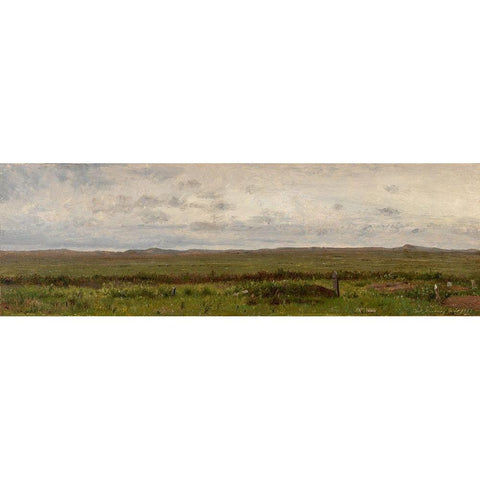 Graves of Travellers Fort Kearny Nebraska Gold Ornate Wood Framed Art Print with Double Matting by Whittredge, Worthington