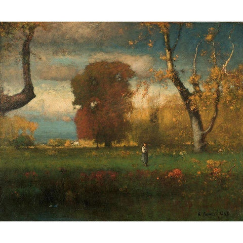Landscape Black Modern Wood Framed Art Print by Inness, George