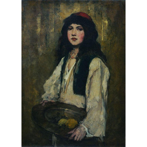 The Venetian Girl Black Modern Wood Framed Art Print by Duveneck, Frank
