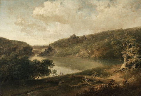 View of a Lake White Modern Wood Framed Art Print with Double Matting by Doughty, Thomas