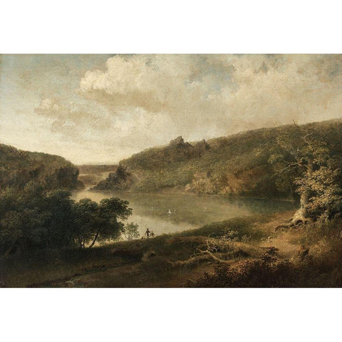 View of a Lake Black Modern Wood Framed Art Print with Double Matting by Doughty, Thomas