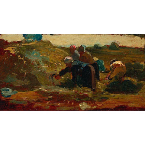 Women Working in a Field Gold Ornate Wood Framed Art Print with Double Matting by Homer, Winslow