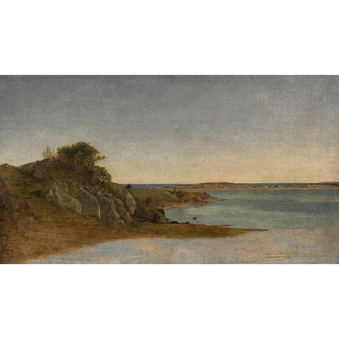 View near Newport Black Modern Wood Framed Art Print with Double Matting by Kensett, John Frederick