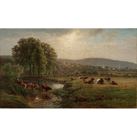 Morning in New England Black Modern Wood Framed Art Print with Double Matting by Hart, James McDougal