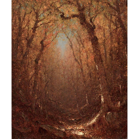 Autumn a Wood Path Black Modern Wood Framed Art Print with Double Matting by Gifford, Sanford Robinson