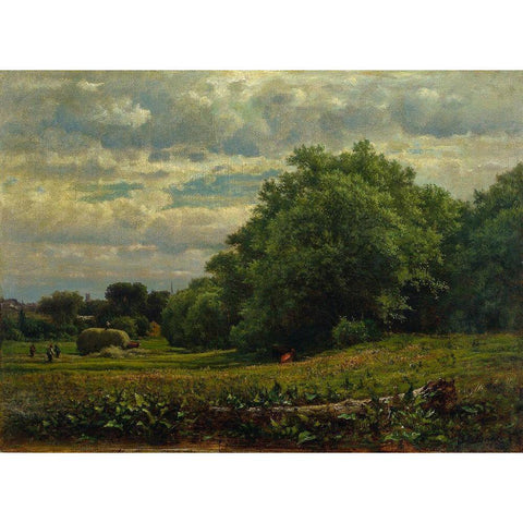Harvest Time White Modern Wood Framed Art Print by Inness, George