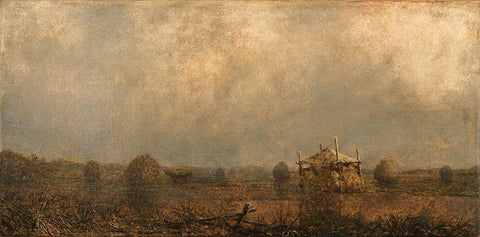 High Tide on the Marshes Black Ornate Wood Framed Art Print with Double Matting by Heade, Martin Johnson