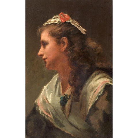 His First Model Miss Russell Black Modern Wood Framed Art Print by Hunt, William Morris