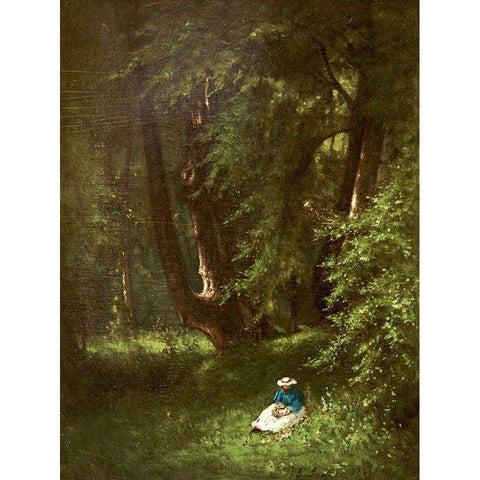 The Wood Chopper Black Modern Wood Framed Art Print with Double Matting by Inness, George