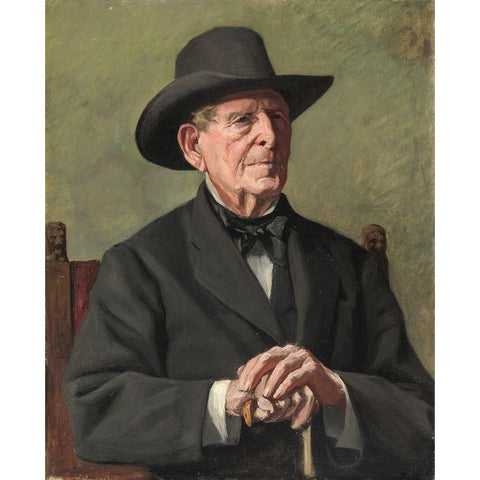Portrait of an Old Sea Captain Gold Ornate Wood Framed Art Print with Double Matting by Isham, Samuel