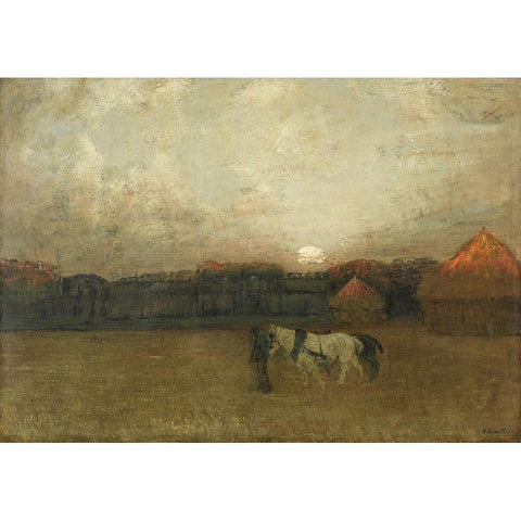 The Stubble Field Black Modern Wood Framed Art Print with Double Matting by Dearth, Henry Golden