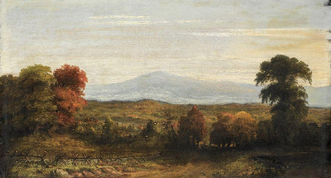 Landscape Black Ornate Wood Framed Art Print with Double Matting by Cropsey, Jasper F. Imitator of