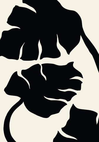 Monstera Black White Modern Wood Framed Art Print with Double Matting by Uppsala Studio