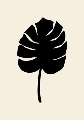 Monstera Leaf Black White Modern Wood Framed Art Print with Double Matting by Uppsala Studio
