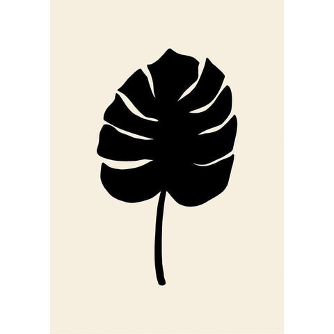 Monstera Leaf Black Gold Ornate Wood Framed Art Print with Double Matting by Uppsala Studio