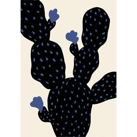 Prickly Pear Cactus Black Modern Wood Framed Art Print with Double Matting by Uppsala Studio