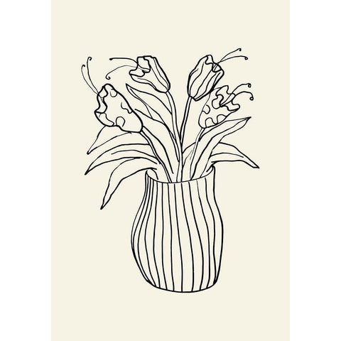 Vase Sketch White Modern Wood Framed Art Print by Uppsala Studio