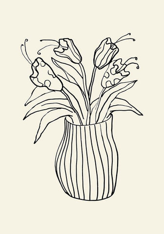 Vase Sketch Black Ornate Wood Framed Art Print with Double Matting by Uppsala Studio