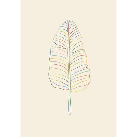 Banana Rainbow Leaf Black Modern Wood Framed Art Print with Double Matting by Uppsala Studio