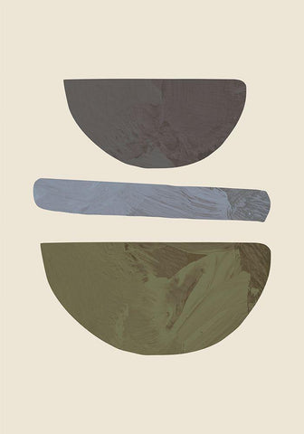 Collage 02 Beige Black Ornate Wood Framed Art Print with Double Matting by Uppsala Studio