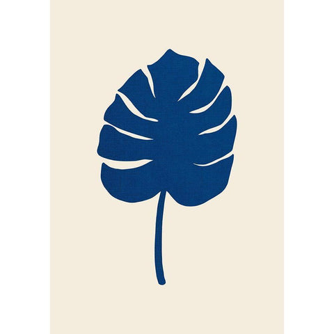 Monstera Canvas Blue Black Modern Wood Framed Art Print by Uppsala Studio