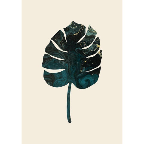 Monstera Marble Green White Modern Wood Framed Art Print by Uppsala Studio