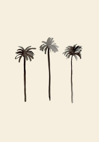 Palm Trees Ink Black Ornate Wood Framed Art Print with Double Matting by Uppsala Studio