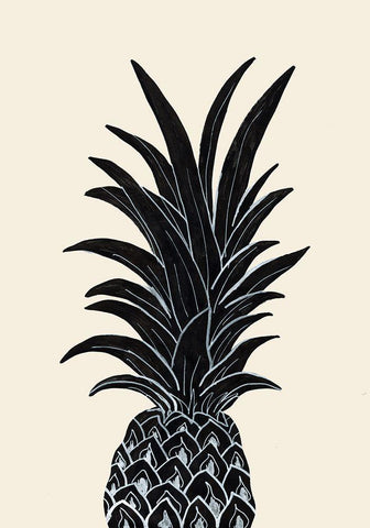 Black Pineapple White Modern Wood Framed Art Print with Double Matting by Uppsala Studio