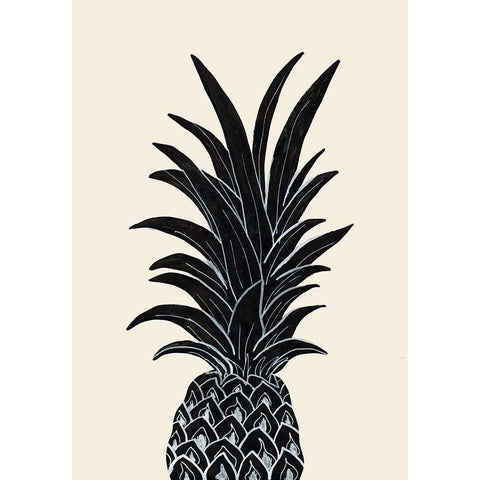 Black Pineapple Black Modern Wood Framed Art Print by Uppsala Studio