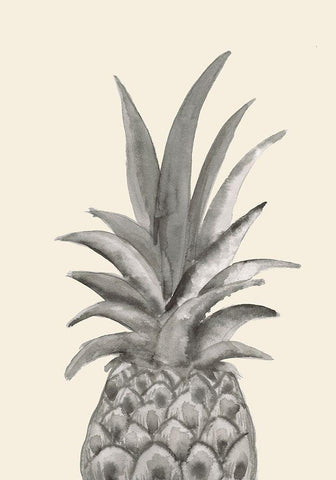 Ink Pineapple White Modern Wood Framed Art Print with Double Matting by Uppsala Studio