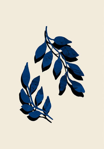 Blue Twig Brush Black Ornate Wood Framed Art Print with Double Matting by Uppsala Studio