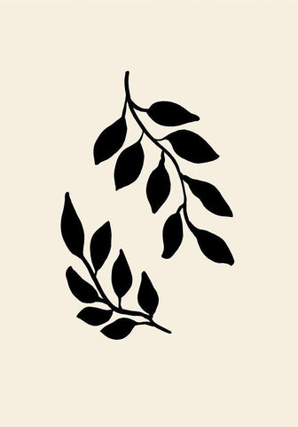 Black Twigs White Modern Wood Framed Art Print with Double Matting by Uppsala Studio
