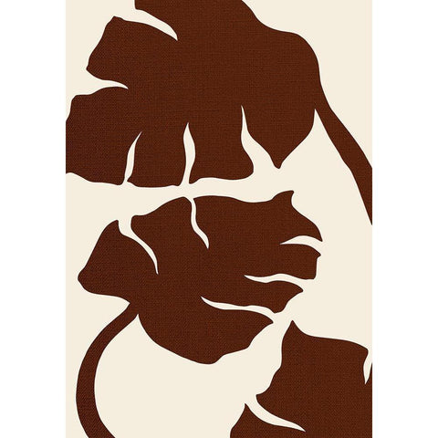Monstera Canvas Brown Gold Ornate Wood Framed Art Print with Double Matting by Uppsala Studio