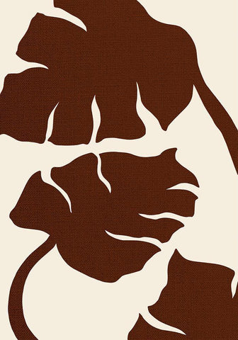 Monstera Canvas Brown Black Ornate Wood Framed Art Print with Double Matting by Uppsala Studio