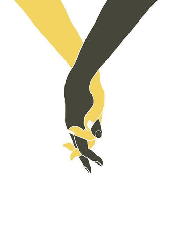 Holding Hands Black Ornate Wood Framed Art Print with Double Matting by Uppsala Studio