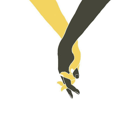 Holding Hands Black Modern Wood Framed Art Print by Uppsala Studio