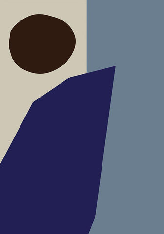 Color Blocks 02 Blue White Modern Wood Framed Art Print with Double Matting by Uppsala Studio