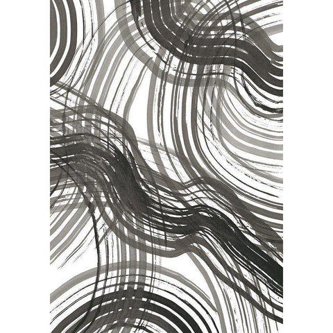 Abstract Ink White Modern Wood Framed Art Print by Uppsala Studio