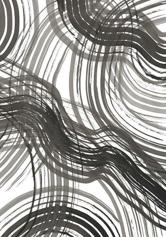 Abstract Ink White Modern Wood Framed Art Print with Double Matting by Uppsala Studio