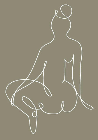 Sitting Down 02 White Modern Wood Framed Art Print with Double Matting by Uppsala Studio