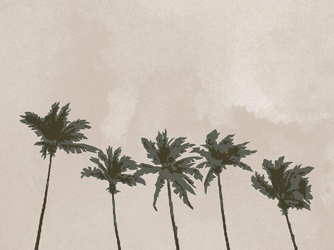 Windy Palm Trees White Modern Wood Framed Art Print with Double Matting by Uppsala Studio